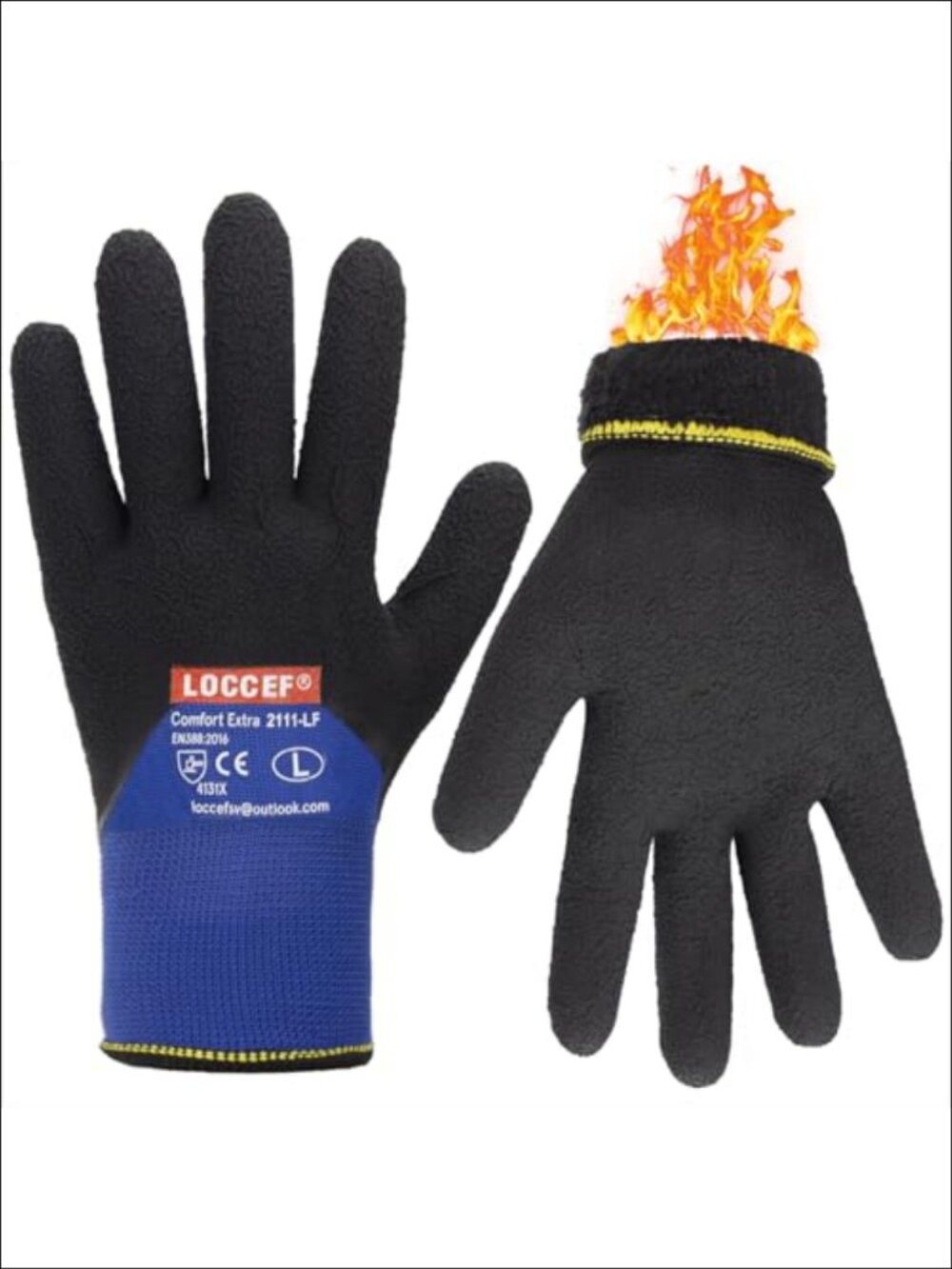 2 Pairs Winter Work Gloves Thermal Freezer Gloves Latex Coated Fleece Lined